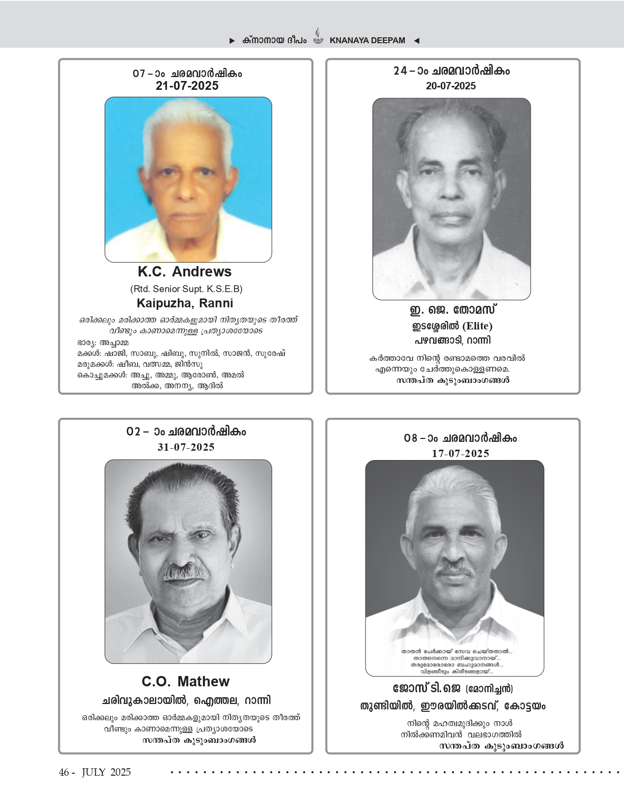 Death Anniversaries